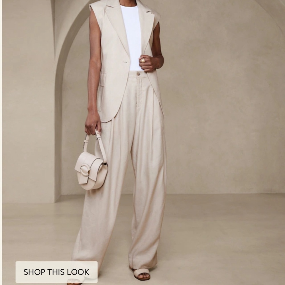 Wide leg linen pant -  Size 8 TALL -  RARE FIND